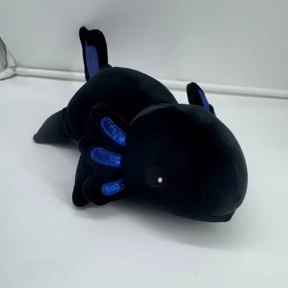 Fiesta Snugglies Black Axolotl Plush Blue Glitter Stuffed Animal A08166 10.5in